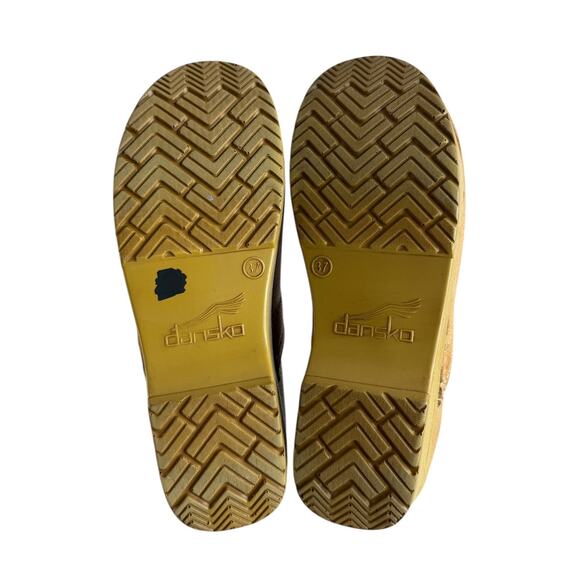 Dansko Professional Brown Grain Leather Clog Shoes Size 7 Cottagecore Prairie - Picture 11 of 12